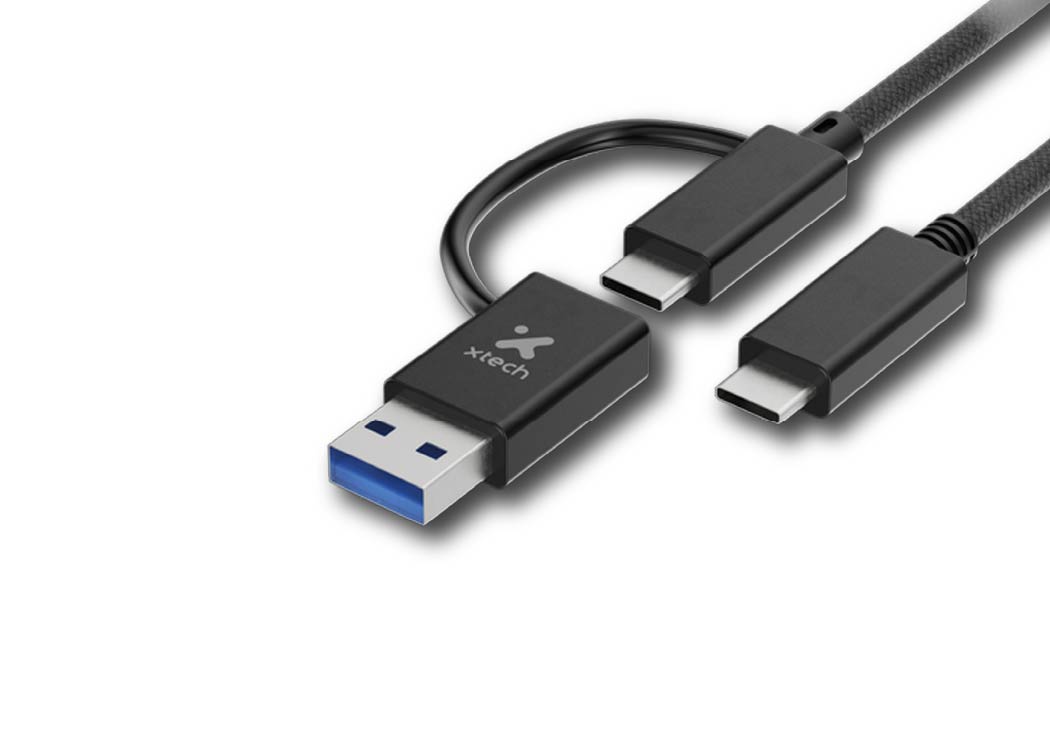 CABLE ADAPTADOR DE 2 EN 1 USB-C A  MACHO A USB C